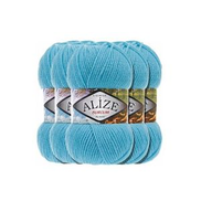 ALIZE Burkum Classic 287 Yarn For Knitting And Crocheting - Turquoise- 5 Pcs
