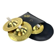 Gawharet El Fan Professional Copper Finger Cymbals Engraved Belly Dance Sagat Egyptian Zills Sgat Dancing Hand Cymbals Oriental Percussion & Rhythm with Adjustable Bands & Leather Pouch - 2 Pairs 4 Pcs - Small