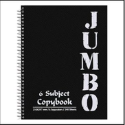mintra NoteBook A4 Size, Lined Ruling 240 Sheets 6 subjects 210297 mm, black