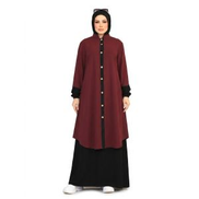  burgundy - Modern Button-Front Tunic in Deep Purple, Elegant Loose Fit Design, Perfect for Daily & Formal Occasions