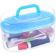  Small multi-colored sewing tool storage box