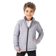 Andora Boy's Waterproof Padded Jacket With Fur - Silver
