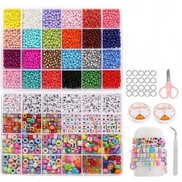 4mm Beads Bracelet Making Kit, with Mixed Letter, Smiley Face Kids DIY