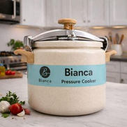 Bianca Cookware 12L Ceramic Pressure Cooker with Multi-Safety Locking Lid Induction Compatible 99.7 Pure Aluminum Alloy 1050 Healthy Non-Stick Coating PFOA, PTFE, PFAS & PFOS Free Fast Cooking 3 Years Warranty