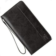  Business Men Wallet - Men Clutch - Leather Handbag Organizer Card Case Long Kangaroo - Black
