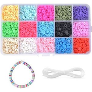 Flat Beads Jewelry Making DIY Kit,Flat Round Clay Beads Style - A.