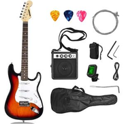  Electric Guitar Set, Electric Guitar with Storage Bag Includes Pick, 5W Speaker, Strap, Tuner, Strings, Power Cord for Beginners Sunset Red