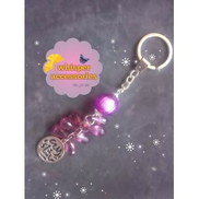  Ma Sha' Allah Keychain - With Purple Glass Beads - Silver