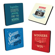 9.5 Cm Squared Wooden Coasters - 4 Pieces - CW-27