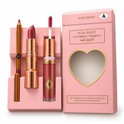 Rose Berry Lovely Heart Box Lipliner, Lip Gloss and Creamy Lipstick Set Code A
