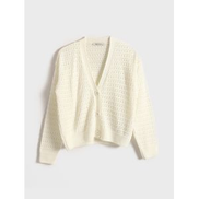 LC Waikiki V-Neck Hole-Knitted Long Sleeve Oversize Women's Knitwear Cardigan