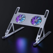 P11F Notebook Cooling Stand, Aluminum Adjustable Notebook Stand, Macbook, Computer Pc, Ipad, Tablet Stand, Cooling Fan Pad, Notebook Stand Base