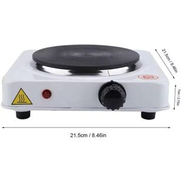 Single Burner Electric Hot Plate White Black Heat Dial Temperature Control Knob