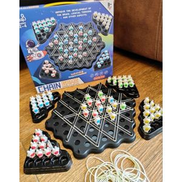 Chain Triangle Family Fun Night Chess Set - Interactive Triangle Board Game With Rubber Band String For Kids And Adults