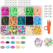 General Flat Beads Jewelry Making DIY Kit,Flat Round Clay Beads Style - I