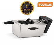 Four Star Electric Deep Fryer 3.5L 2000W Stainless Steel Heat-Resistant Body Temperature Control 130190C Removable Basket Easy Cleaning Model FS-DF-35B 1 Year Warranty