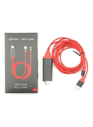 Dowin Lightning To HDMI HDTV Converter Adapter With Video USB Charging Cable Red