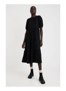 DESIGUAL Casual Plain Basic Cowl Neck Dresses Black