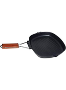 Generic Grill Pan With Folding Wooden Handle Black
