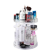 Spaceshoop Rotating makeup organizer, 360 degree rotating adjustable carousel storage for cosmetics, toiletries, and more