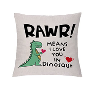 GHORIHUB Funny Couples Cushion Case Linen Throw Pillow Cover Rawr Means I Love You in Dinosaur to Wife Husband Hug Pillowcases Valentines Day Wedding Anniversary Christmas B093ZVRFNC